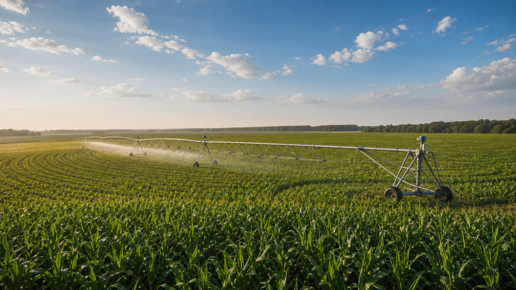 Center-pivot irrigated hybrid corn seed production fields